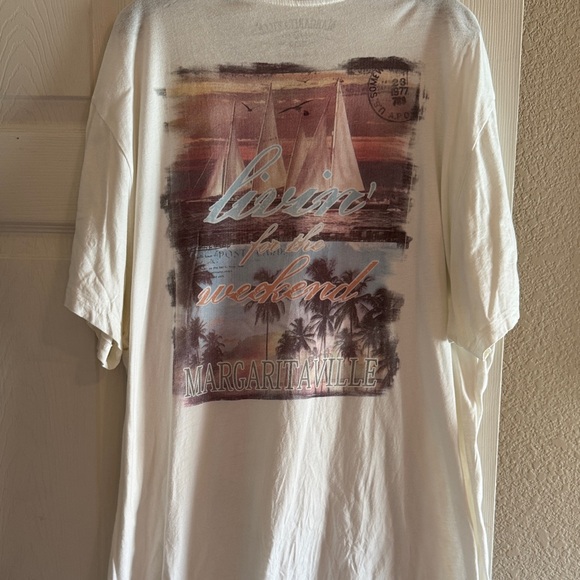 Margaritaville White Tee with Subtle Print - Picture 3 of 4
